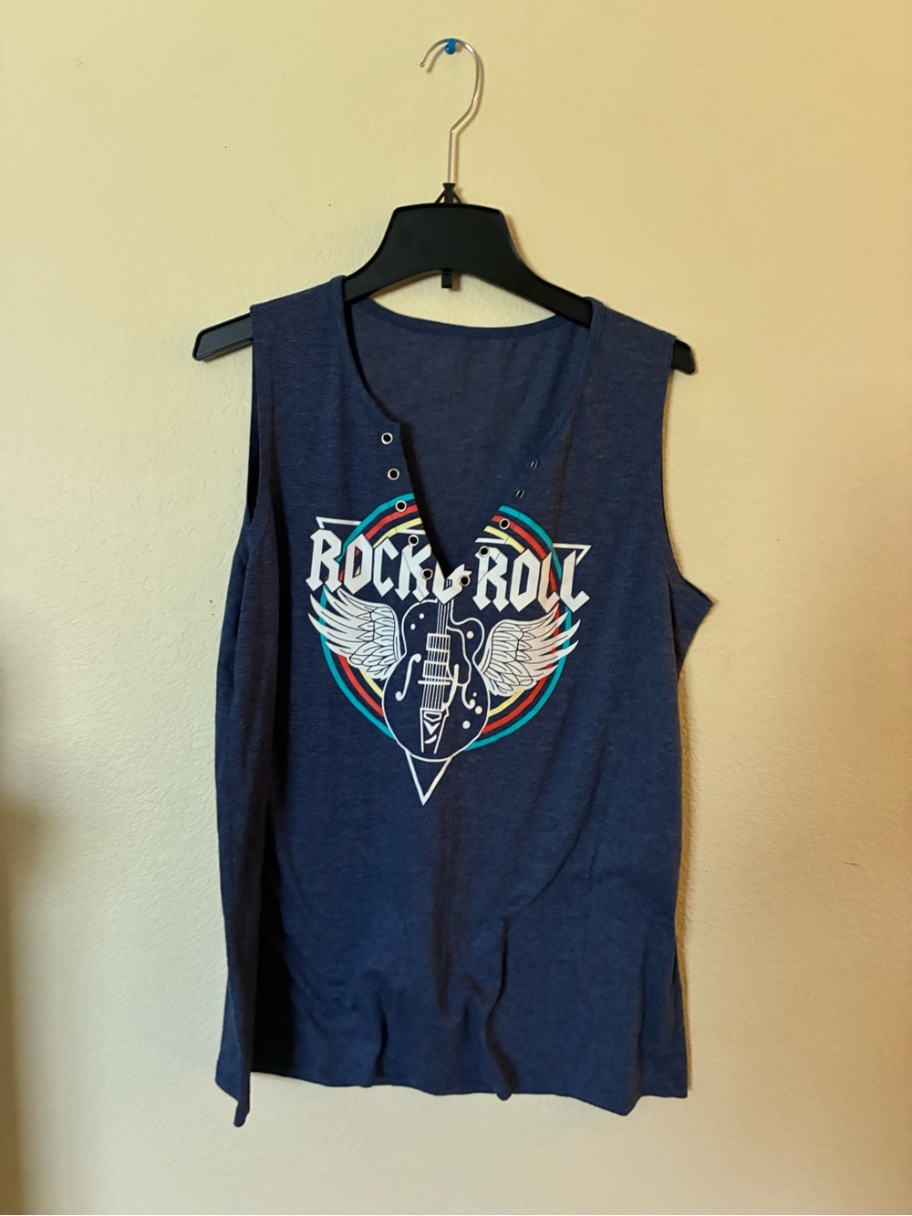 Source Unknown Navy Rock & Roll Graphic Tank